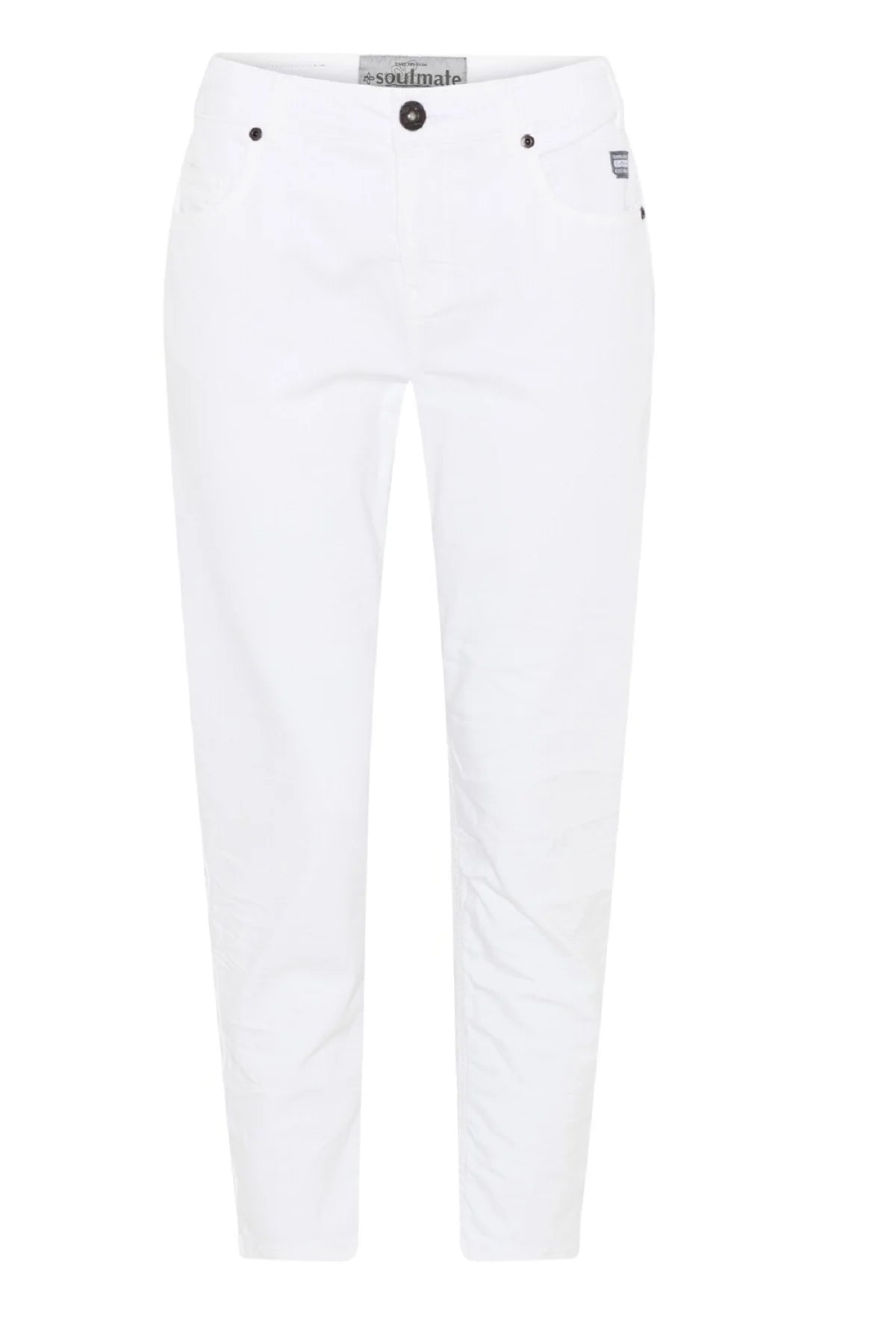 Soulmate jeans i hvide med knaplukning 2 skrålommer og baglommer