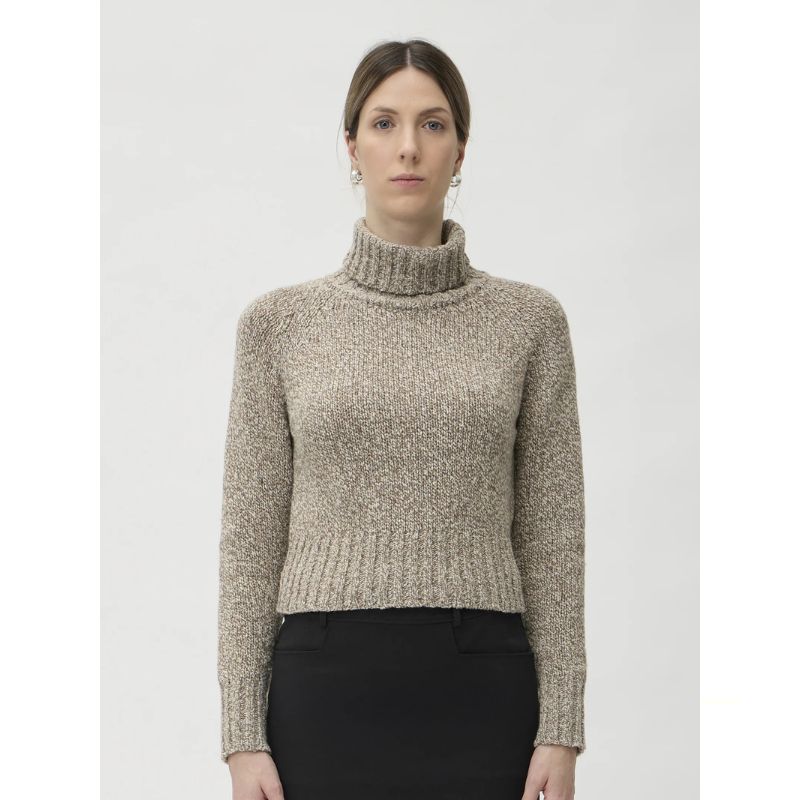 Elise Gug Dixit Sweater Hig Neck - Beige Melange