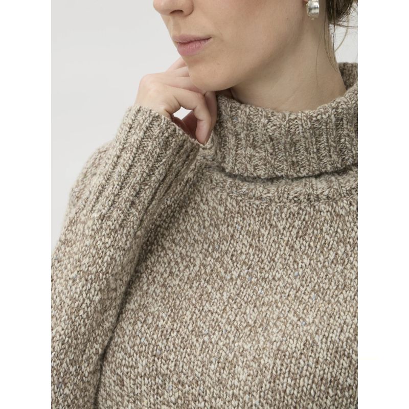 Elise Gug Dixit Sweater Hig Neck - Beige Melange