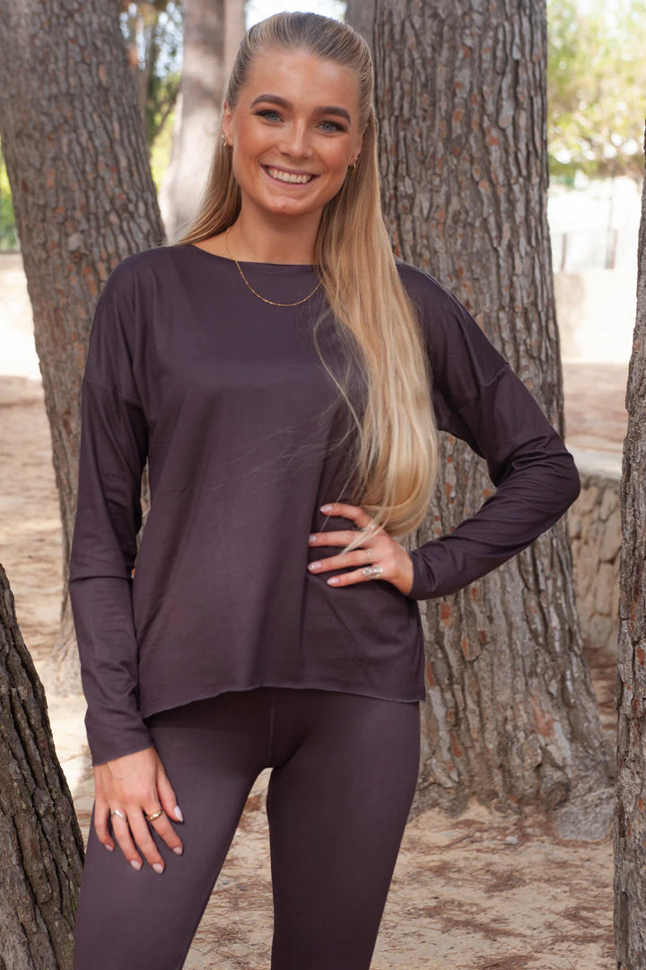 Alma bluse (Fleece) Dark Chocolate