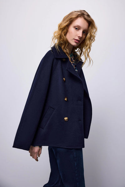 Summum Short wool Coat - Mørkeblå, uld, frakke, jakke, 