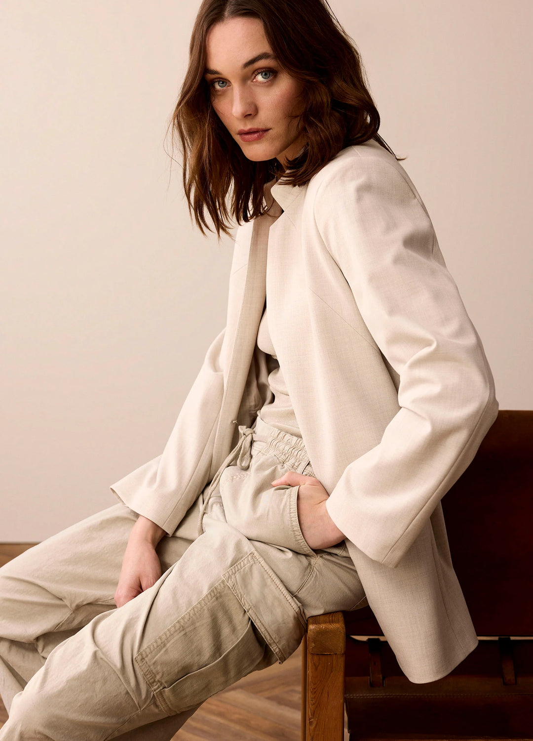 Summum Blazer Med Bælte - Creme