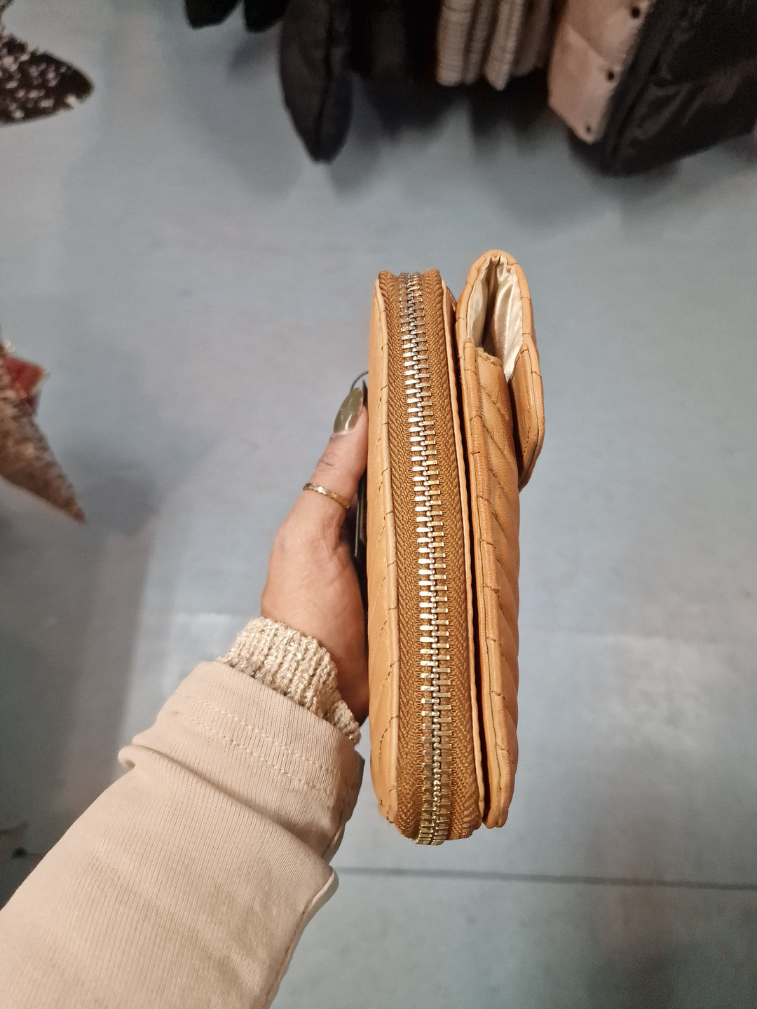 Orchid taske - Cognac w Guld