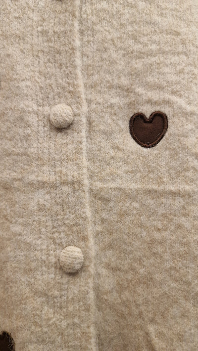 Boho Love beige heart cardigan