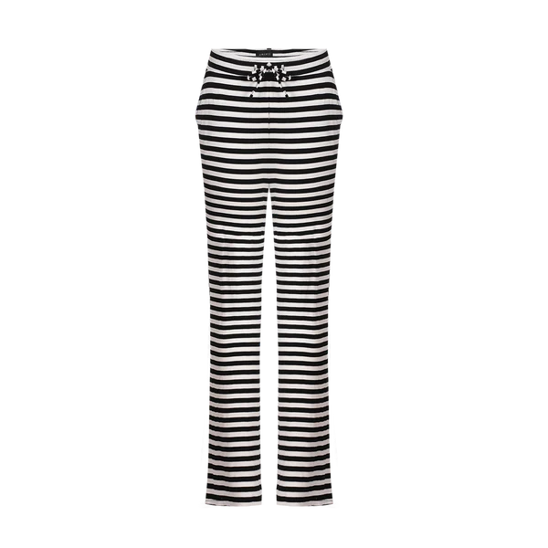 NATALIA-STRAIGHT-PANTS - BLACK CREME STRIPE