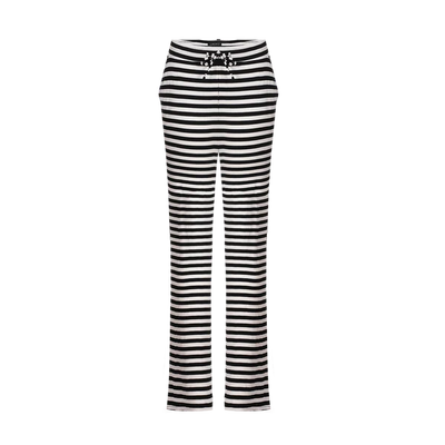 NATALIA-STRAIGHT-PANTS - BLACK CREME STRIPE