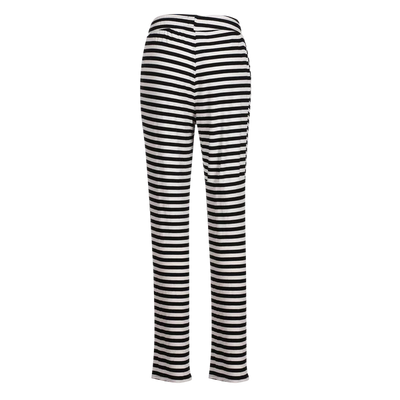 NATALIA-STRAIGHT-PANTS - BLACK CREME STRIPE