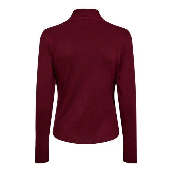 EA LS WRAP BLOUSE - BORDEAUX