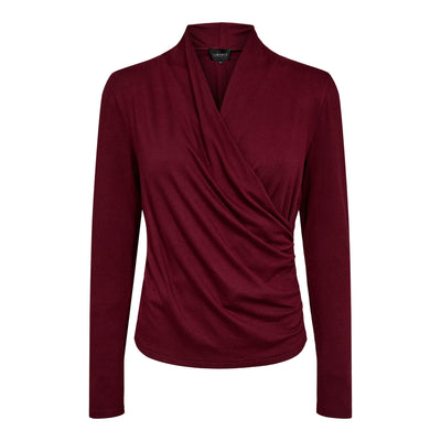EA LS WRAP BLOUSE - BORDEAUX
