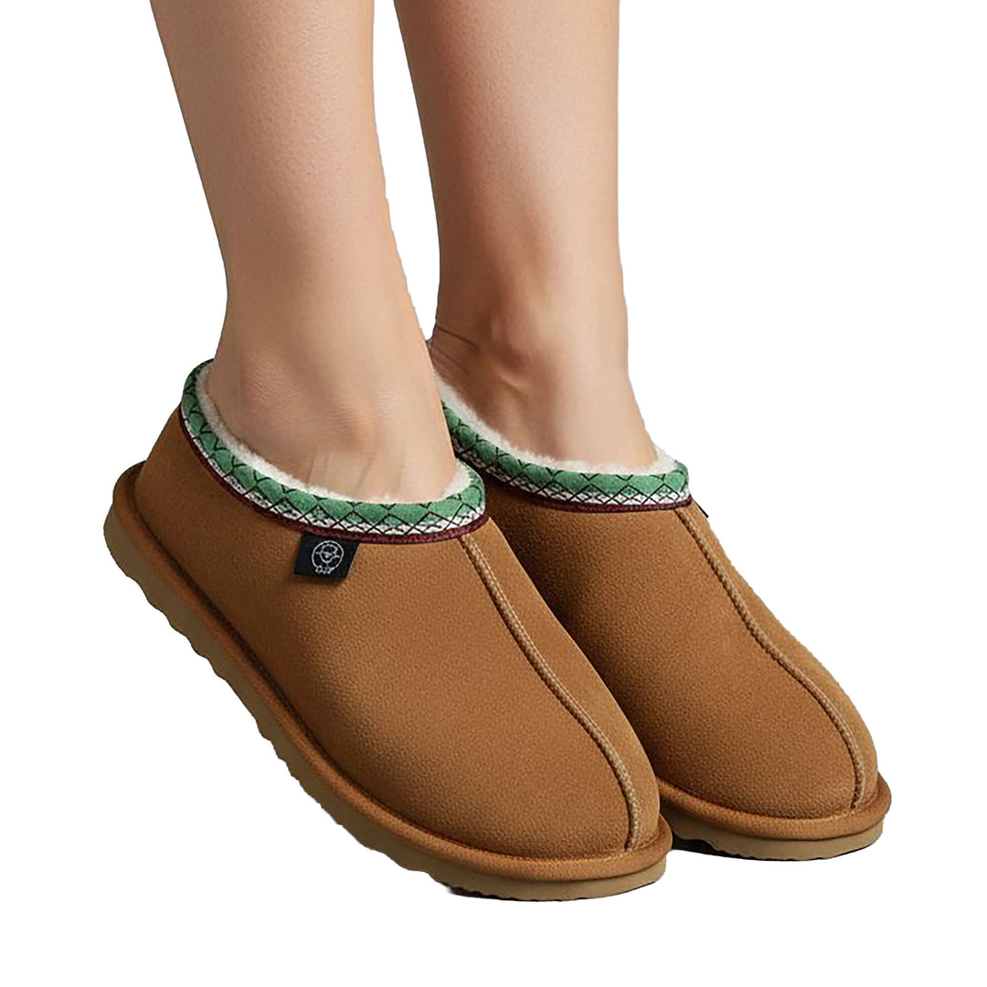 C2E Lucca Sheep Leather Slippers - Cognac