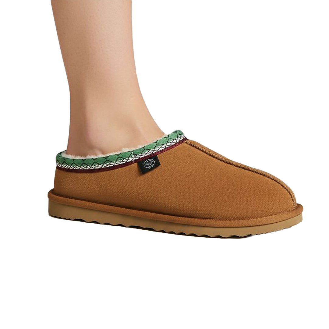 C2E Lucca Sheep Leather Slippers - Cognac