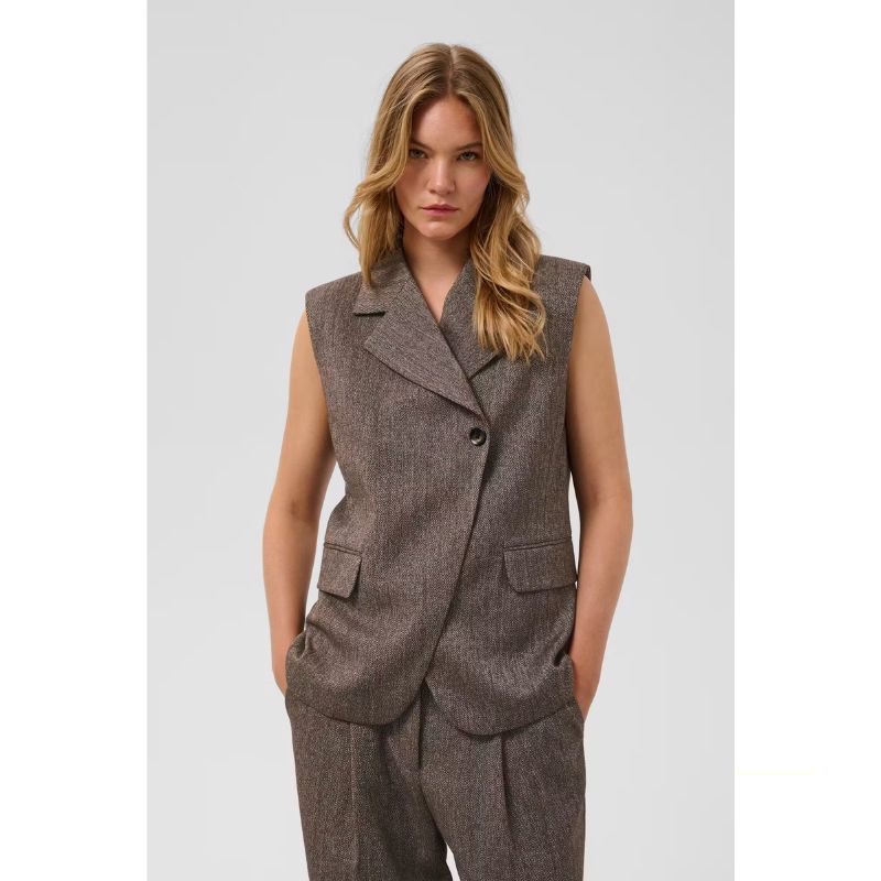 Soaked Kango Waistcoat - Ganache Herringbone