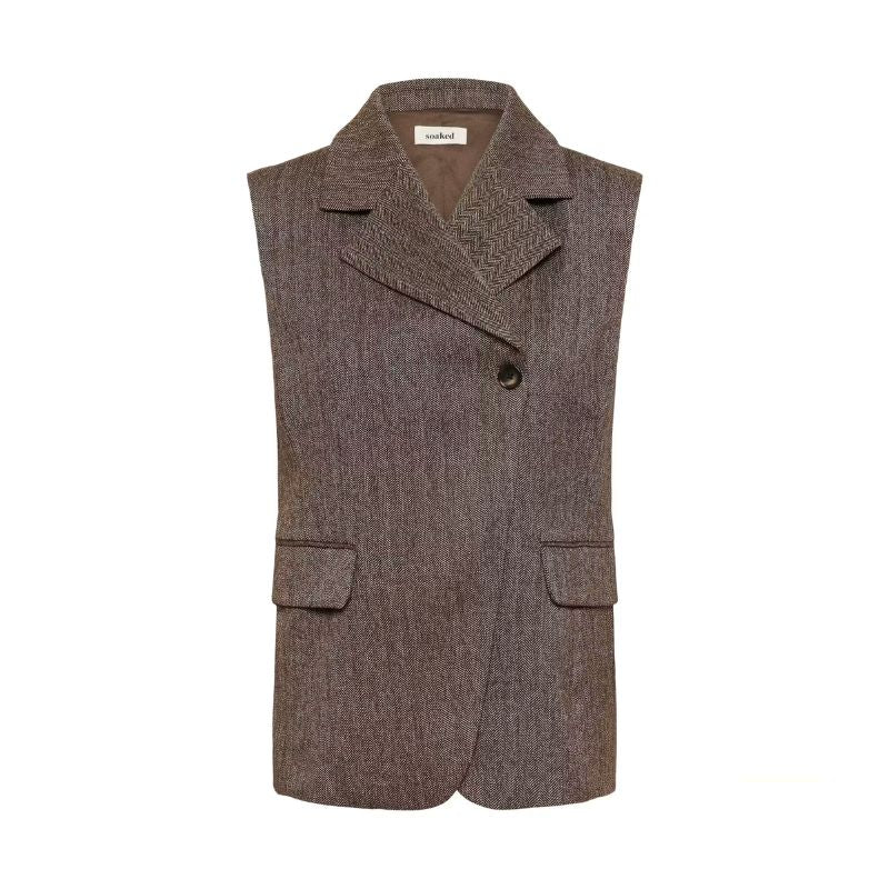 Soaked Kango Waistcoat - Ganache Herringbone