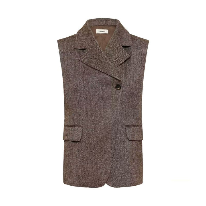 Soaked Kango Waistcoat - Ganache Herringbone