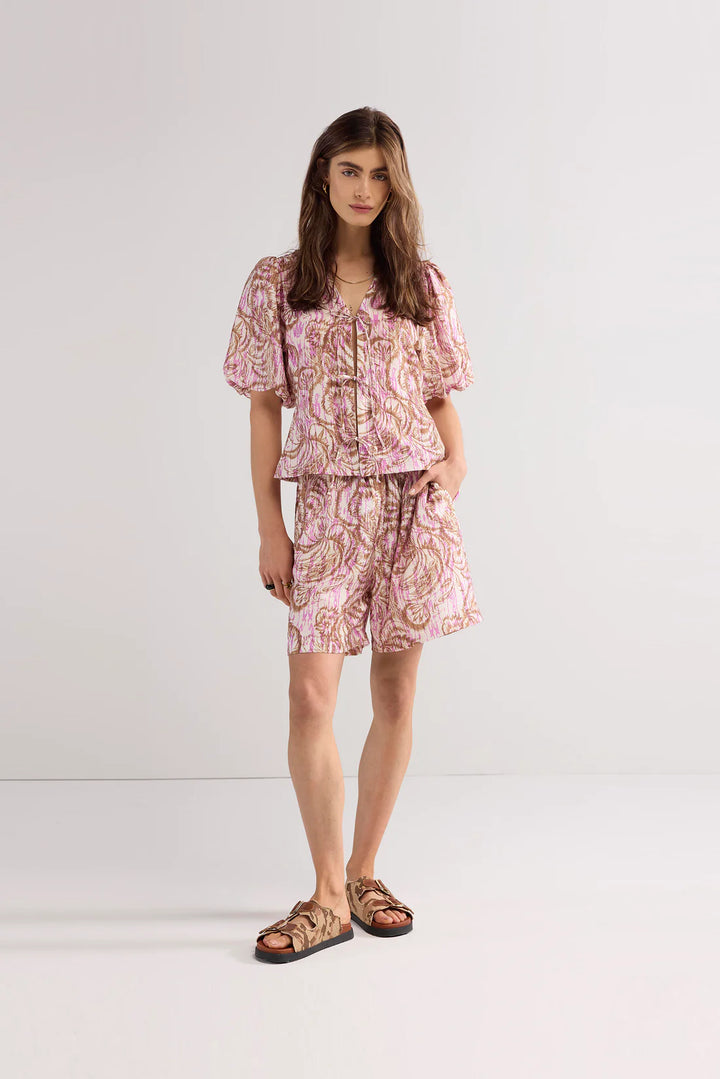 Bluse med botanisk print