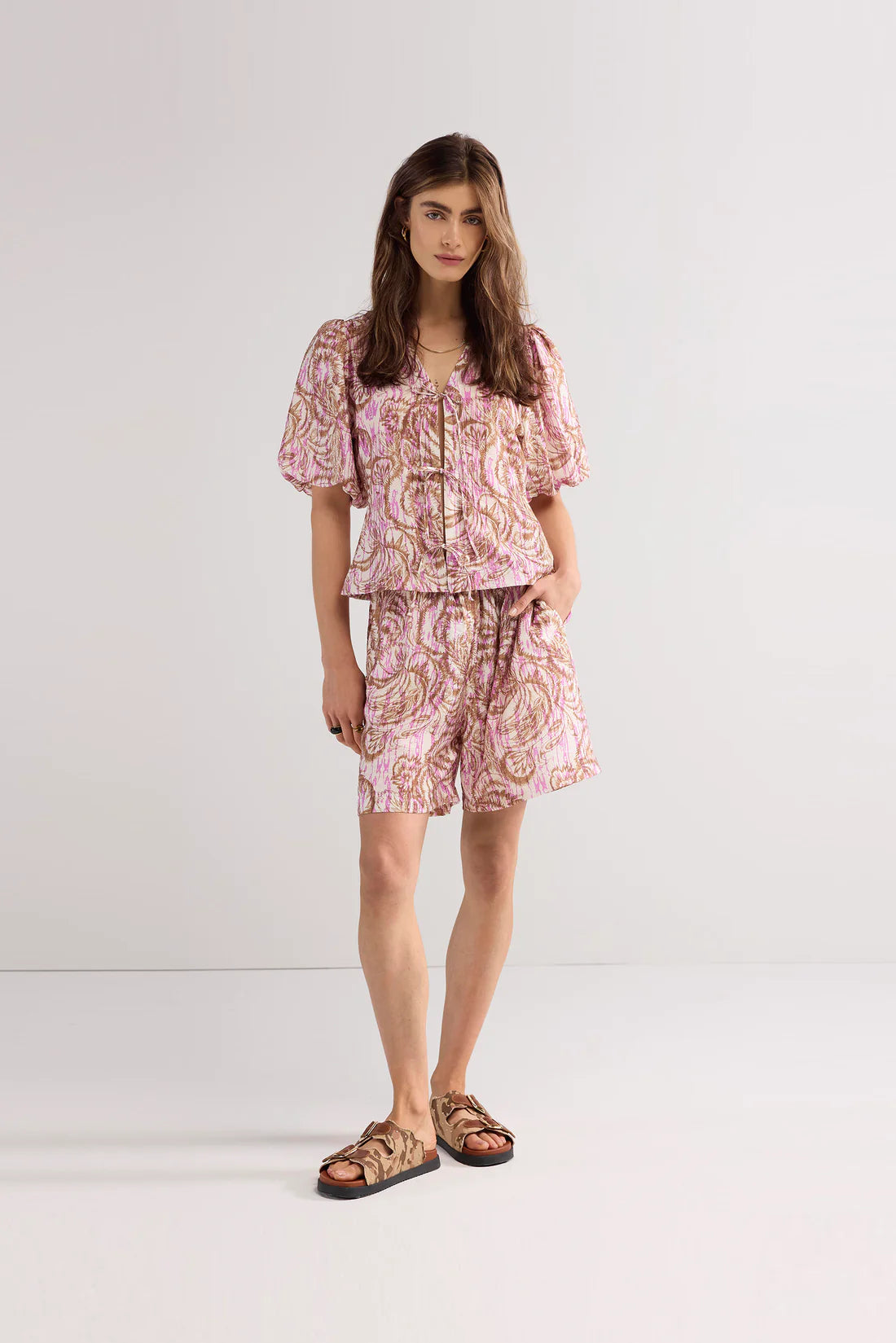 Bluse med botanisk print