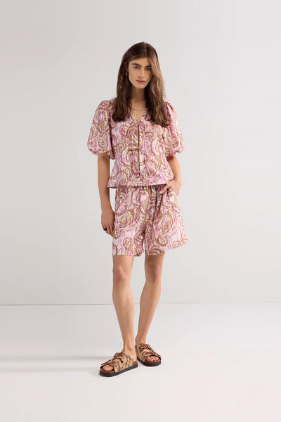 Bluse med botanisk print