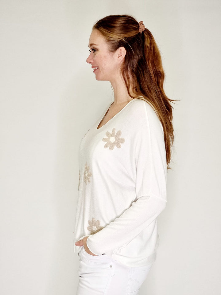 Cat &amp; Co Bluse plain med blomster