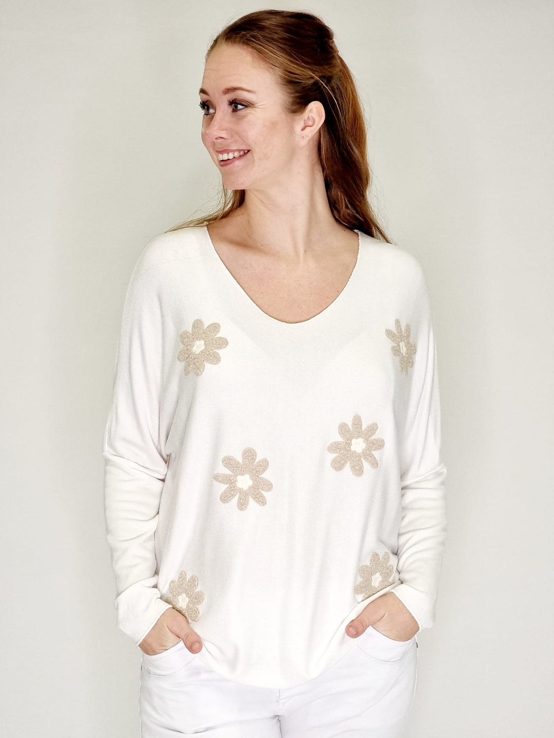 Cat &amp; Co Bluse plain med blomster