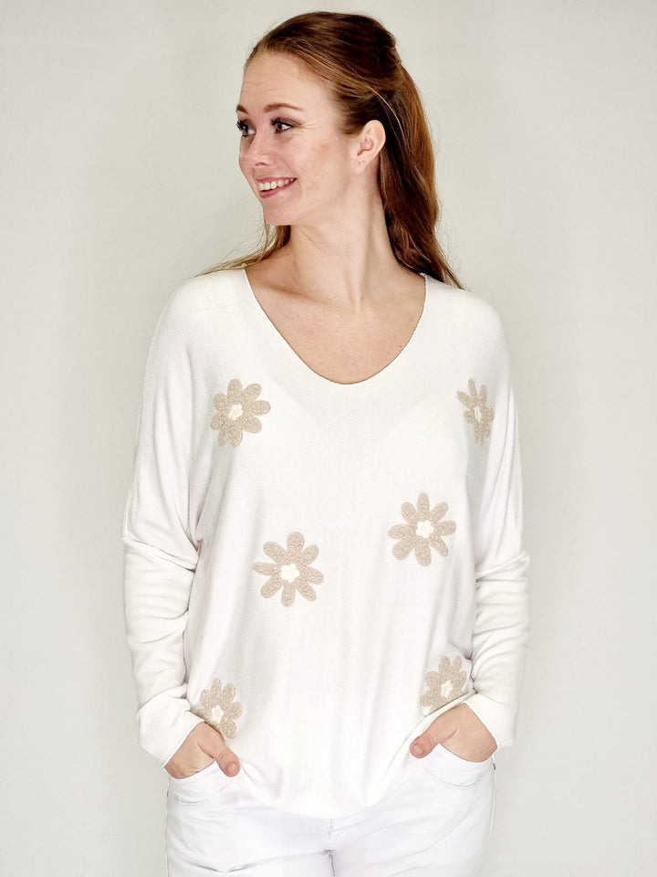 Cat &amp; Co Bluse plain med blomster