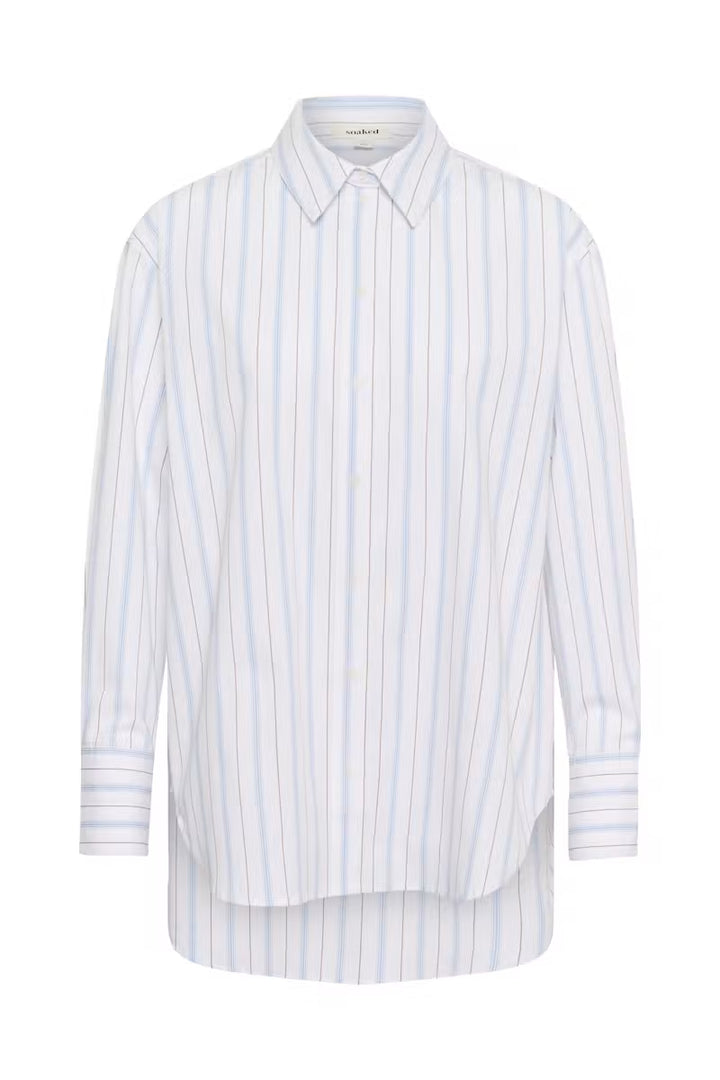 Soaked Noelle Striped Poplin Shirt - Blå
