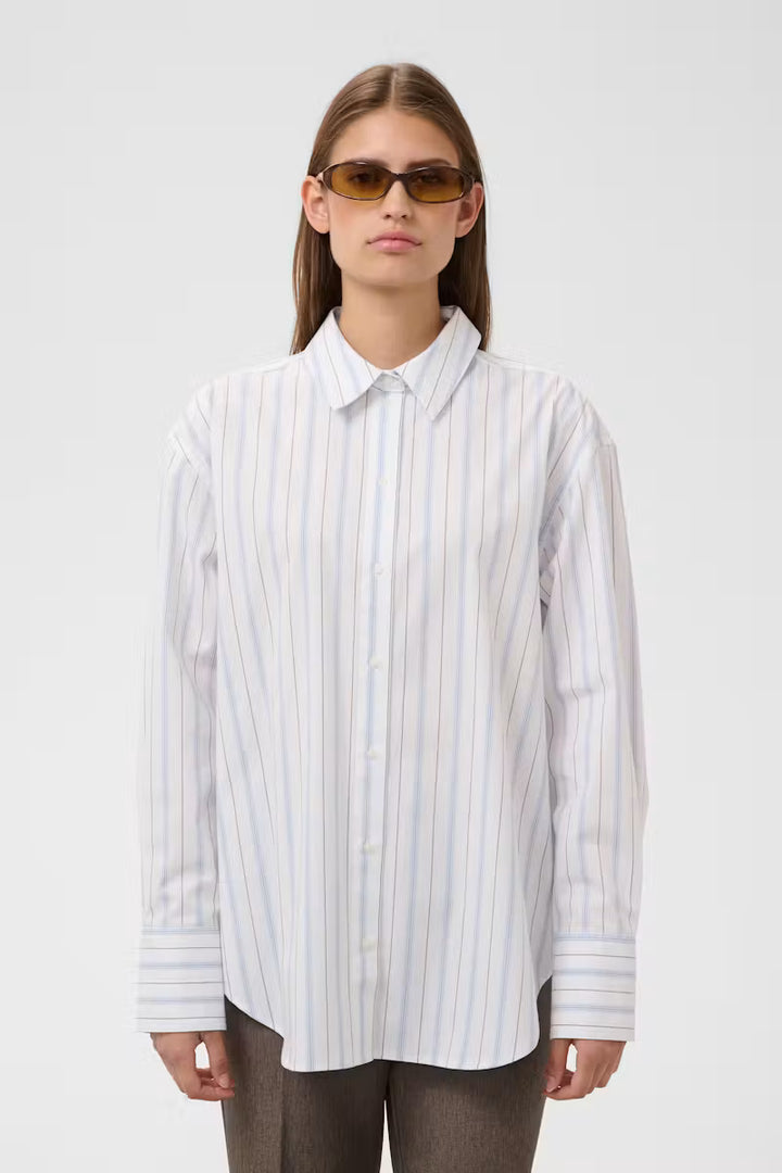 Soaked Noelle Striped Poplin Shirt - Blå