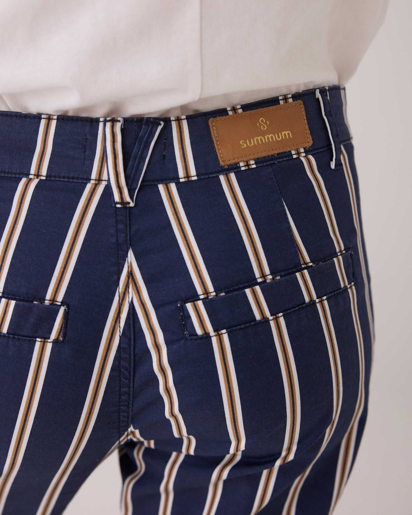 Summum Tapered Multi Stripe Pant - Navy