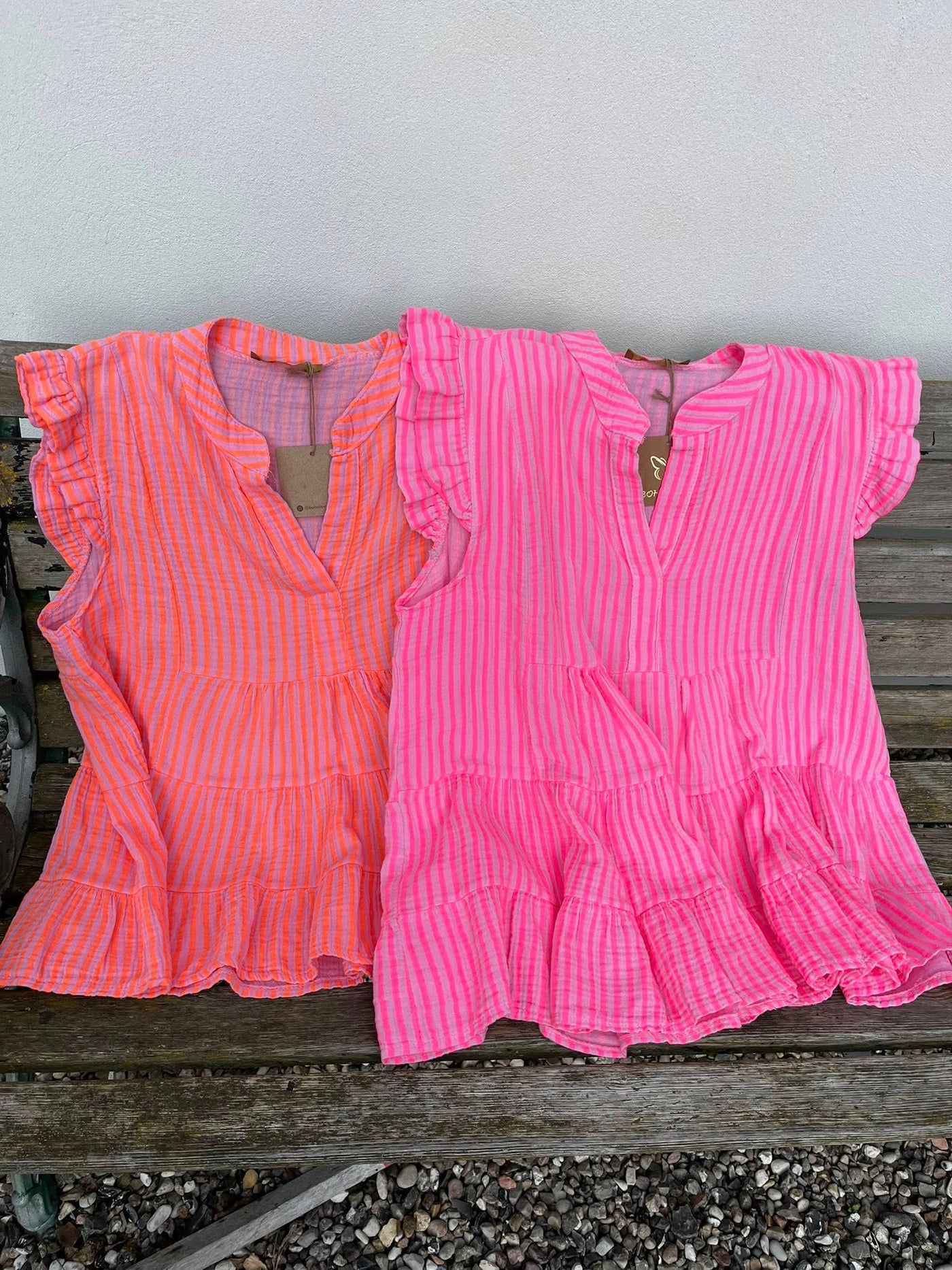 Boho Love stribet top - orange