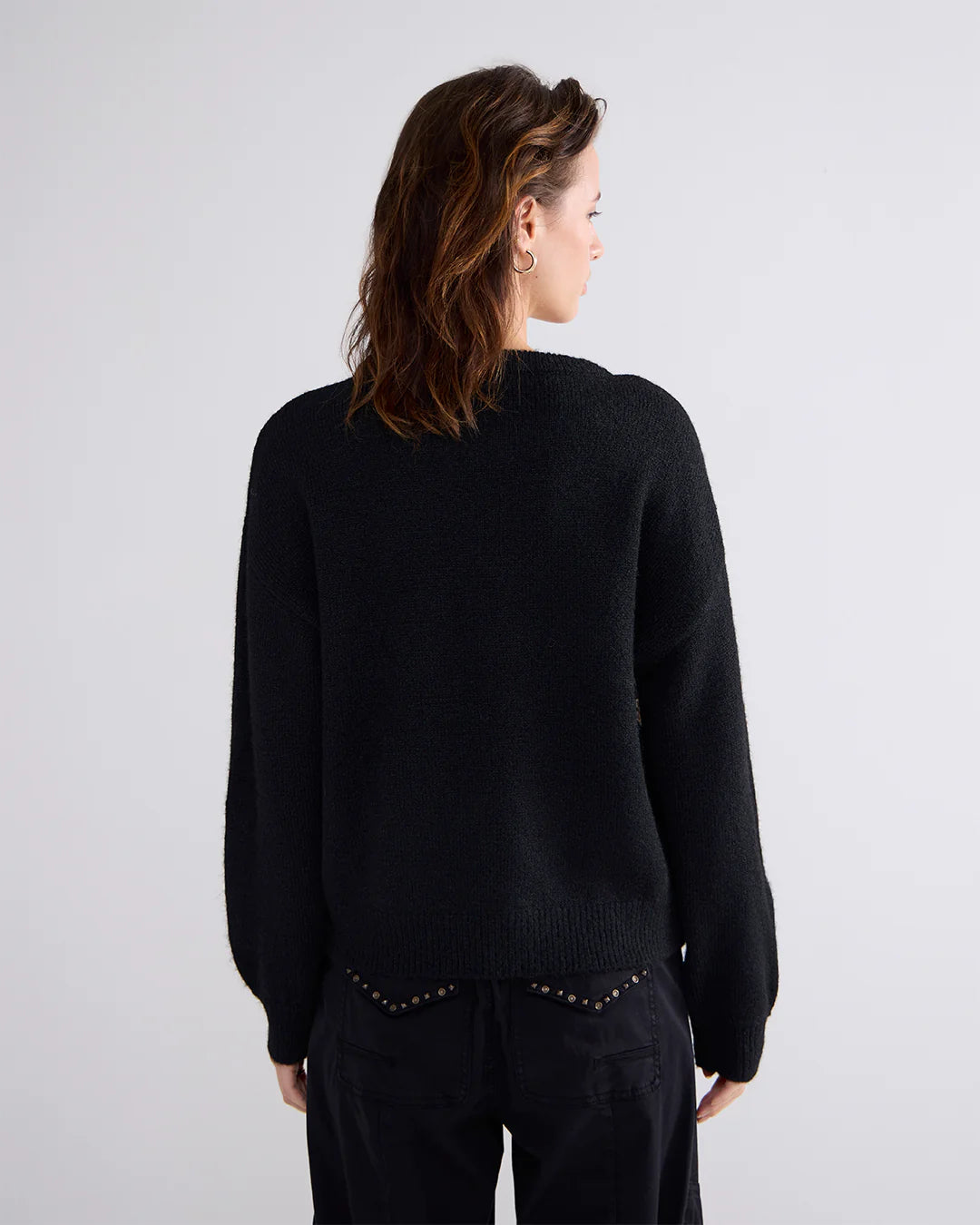 Summum Puffærmet Sweater - Sort, sweater, sweater strik, strik tøj, 