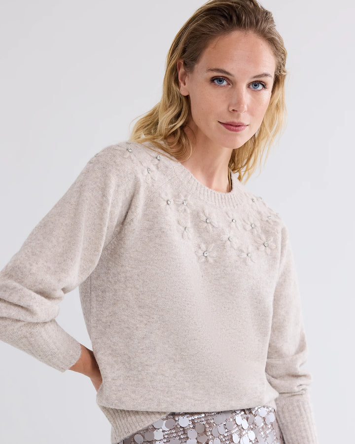 Summum trøje med Blomster - Creme, trøje, sweater, tøj, 