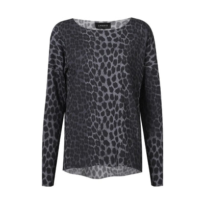 Liberté Alma Ls Top Fleece - Dark Grey Leo, nattøj, natbluse, flecce bluse, 