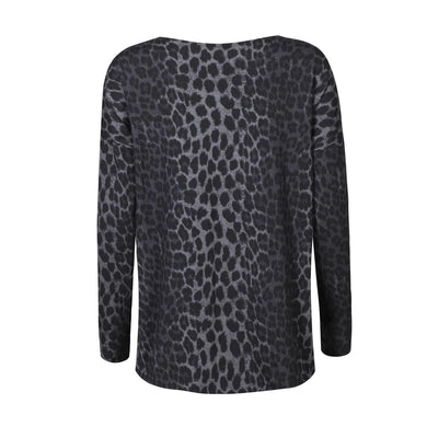 Liberté Alma Ls Top Fleece - Dark Grey Leo, nattøj, natbluse, flecce bluse, 