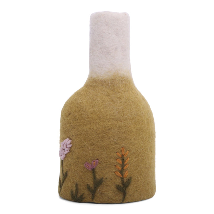 Vase m/ blomster - okker