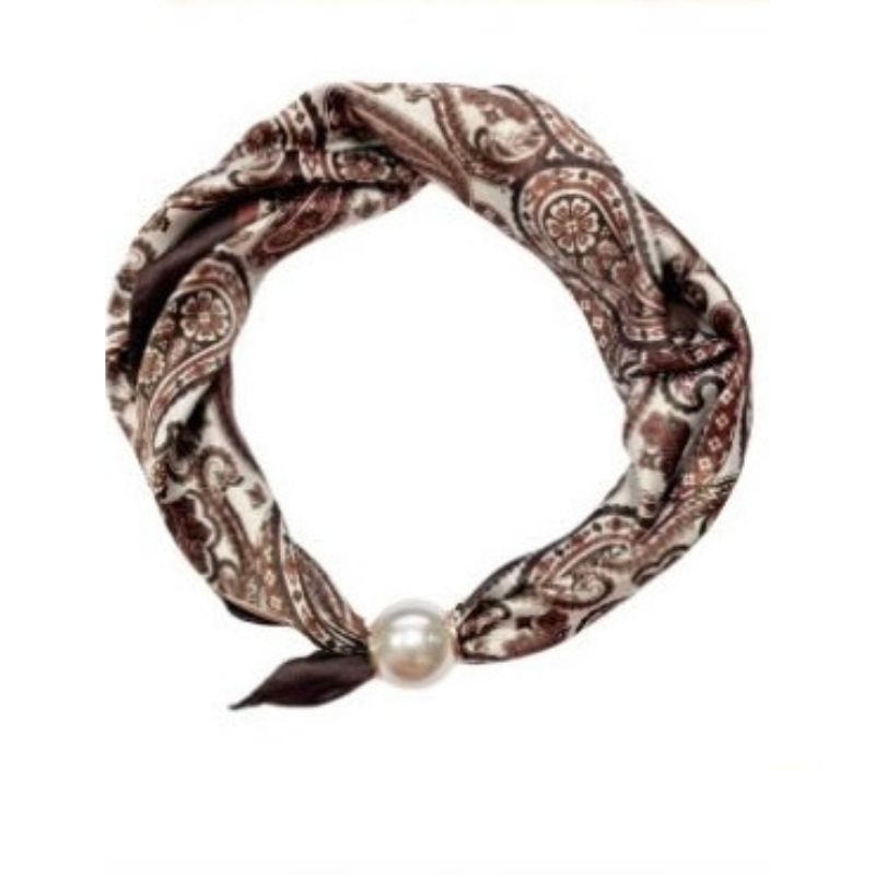 Qnuz Scarf Small Paisley &amp;amp; Pearl - Marron
