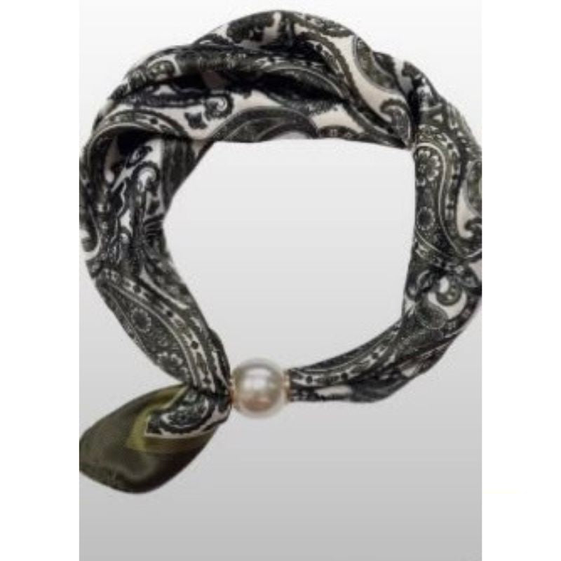 Qnuz Scarf Small Paisley &amp; Pearl - Army