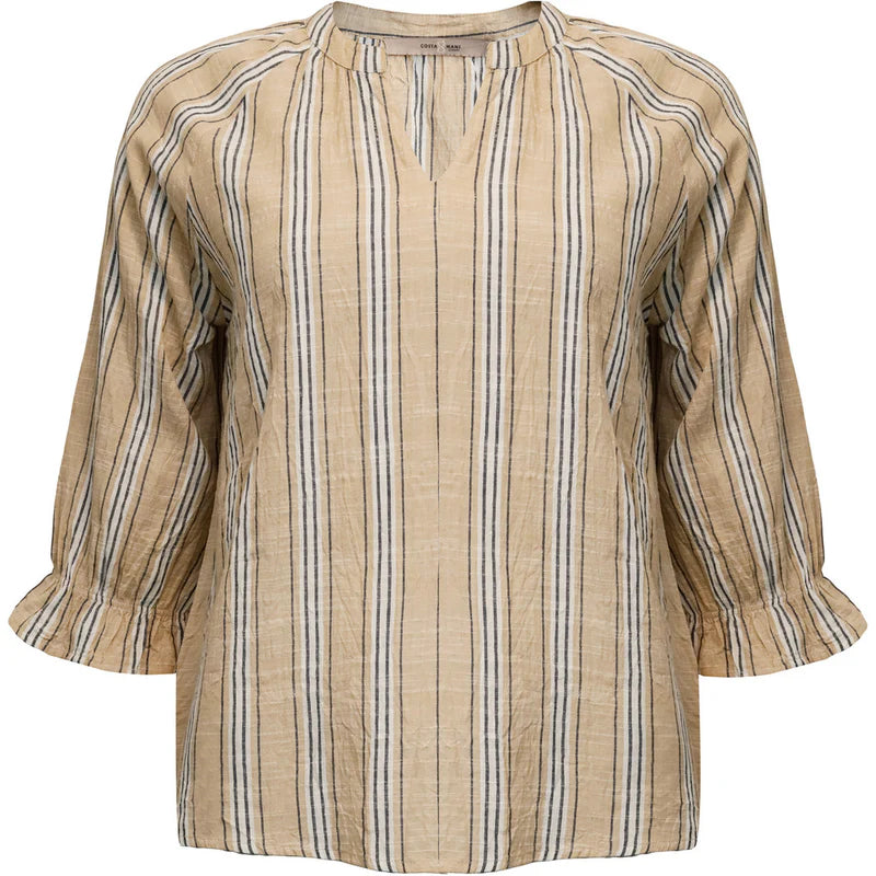 Costamani Addie Blouse - Sand/Blue/White Stripes