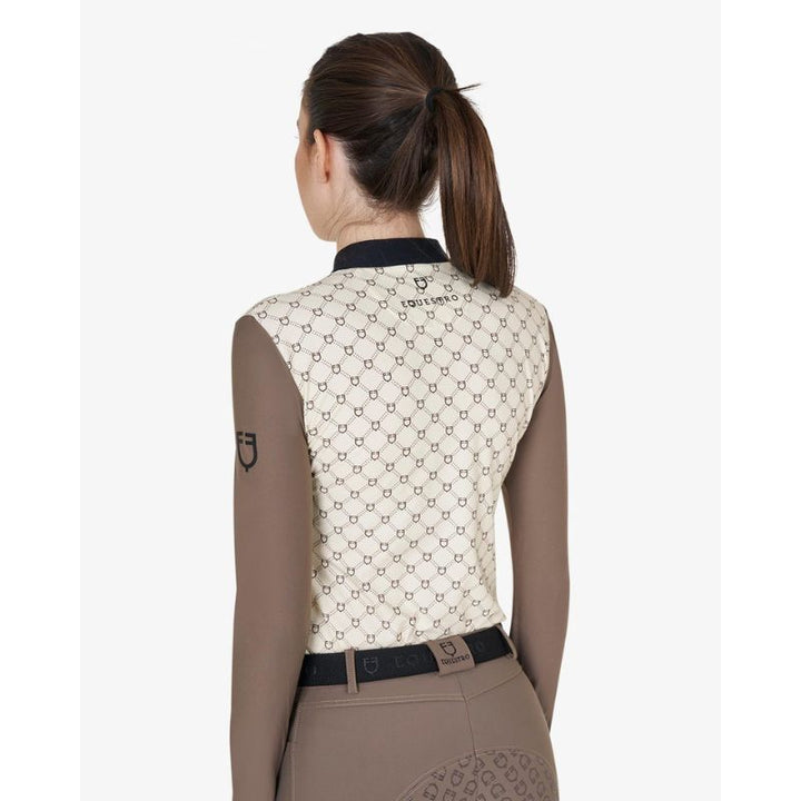Equestro Monogram Print Polo - Cream / Brun