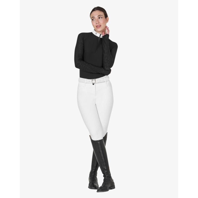 Equestro Tulle Stretch Polo Shirt - Sort