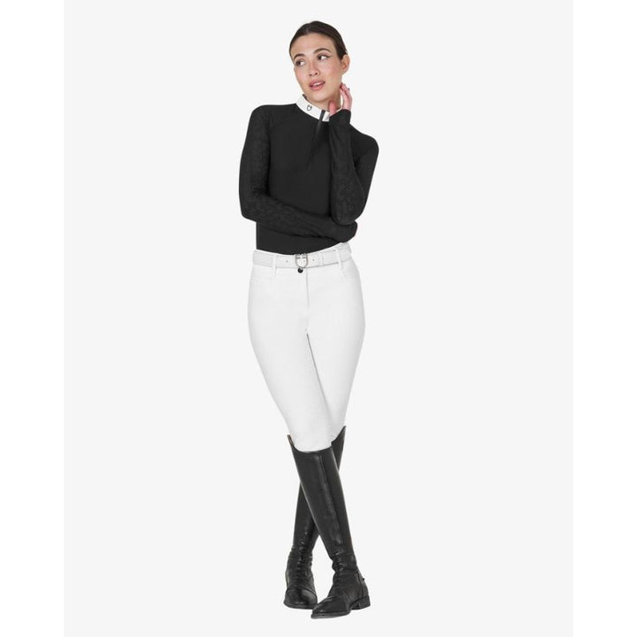 Equestro Tulle Stretch Polo Shirt - Sort