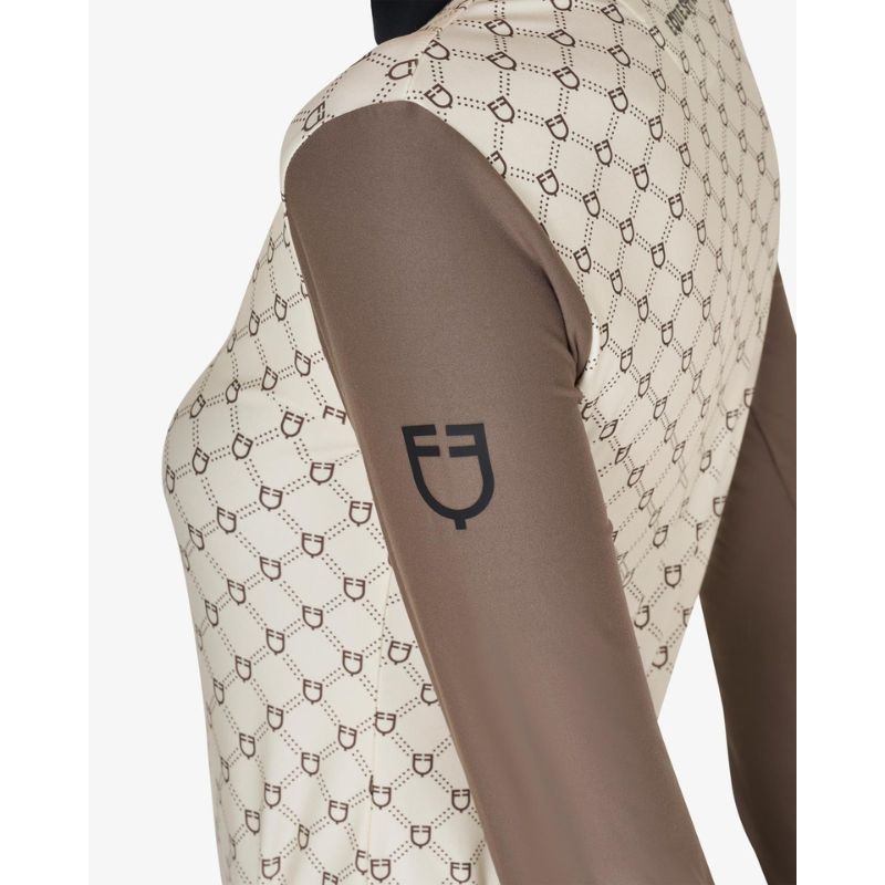 Equestro Monogram Print Polo - Cream / Brun
