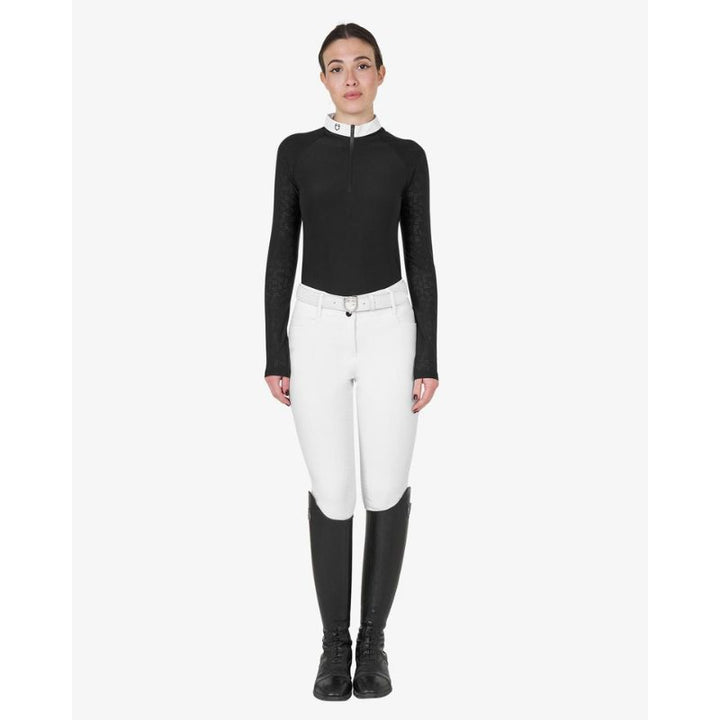 Equestro Tulle Stretch Polo Shirt - Sort