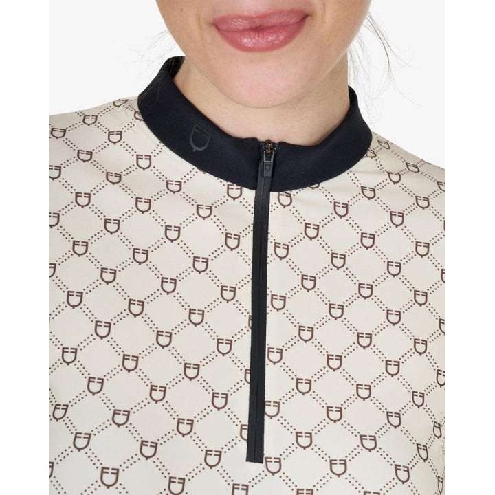 Equestro Monogram Print Polo - Cream / Brun