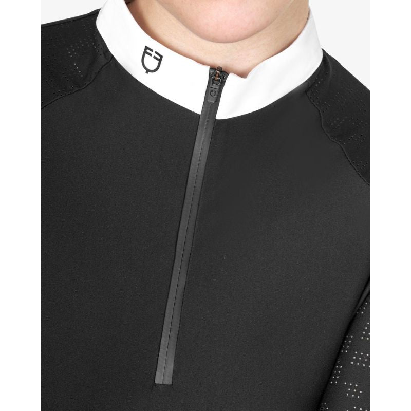 Equestro Tulle Stretch Polo Shirt - Sort