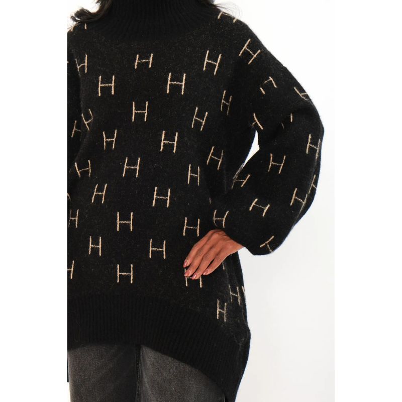 HEST FAM Sweater Long - sort/beige