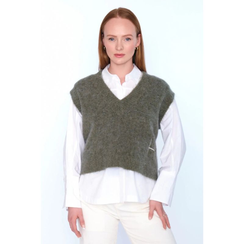 Pernille Vest - støvet grøn