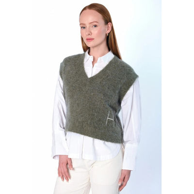 Pernille Vest - støvet grøn