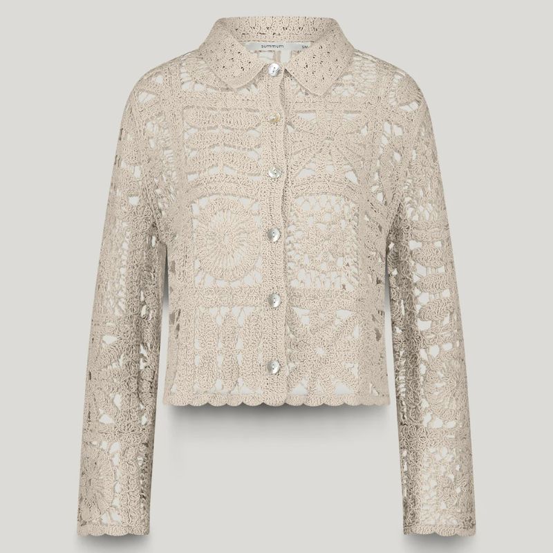 Summum Short Crochet Cardigan - Ivory
