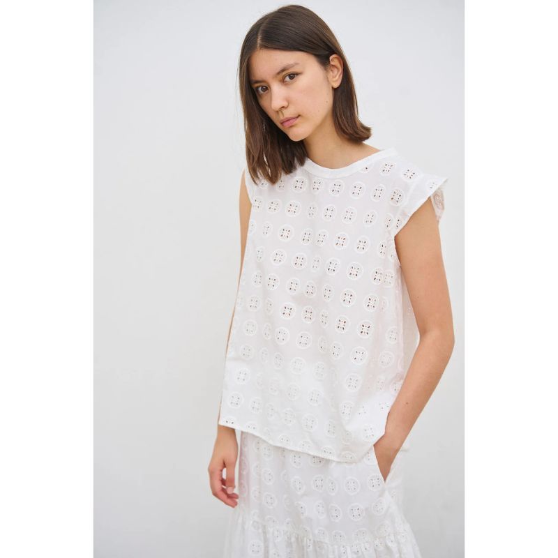 Care By Me - Augusta Leaf Top - Hvid