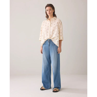 Summum Bluse Med Blomster - Ivory