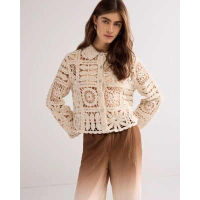 Summum Short Crochet Cardigan - Ivory